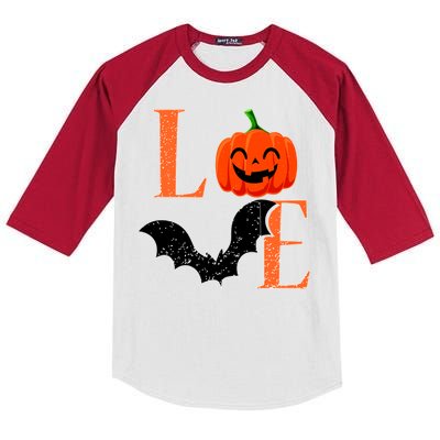 Love Halloween Pumpkin Bat Kids Colorblock Raglan Jersey