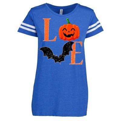 Love Halloween Pumpkin Bat Enza Ladies Jersey Football T-Shirt