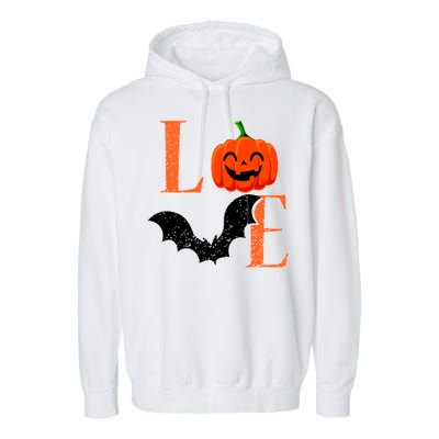 Love Halloween Pumpkin Bat Garment-Dyed Fleece Hoodie