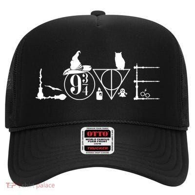 Love Halloween Witch Craft Wizard Logo High Crown Mesh Back Trucker Hat