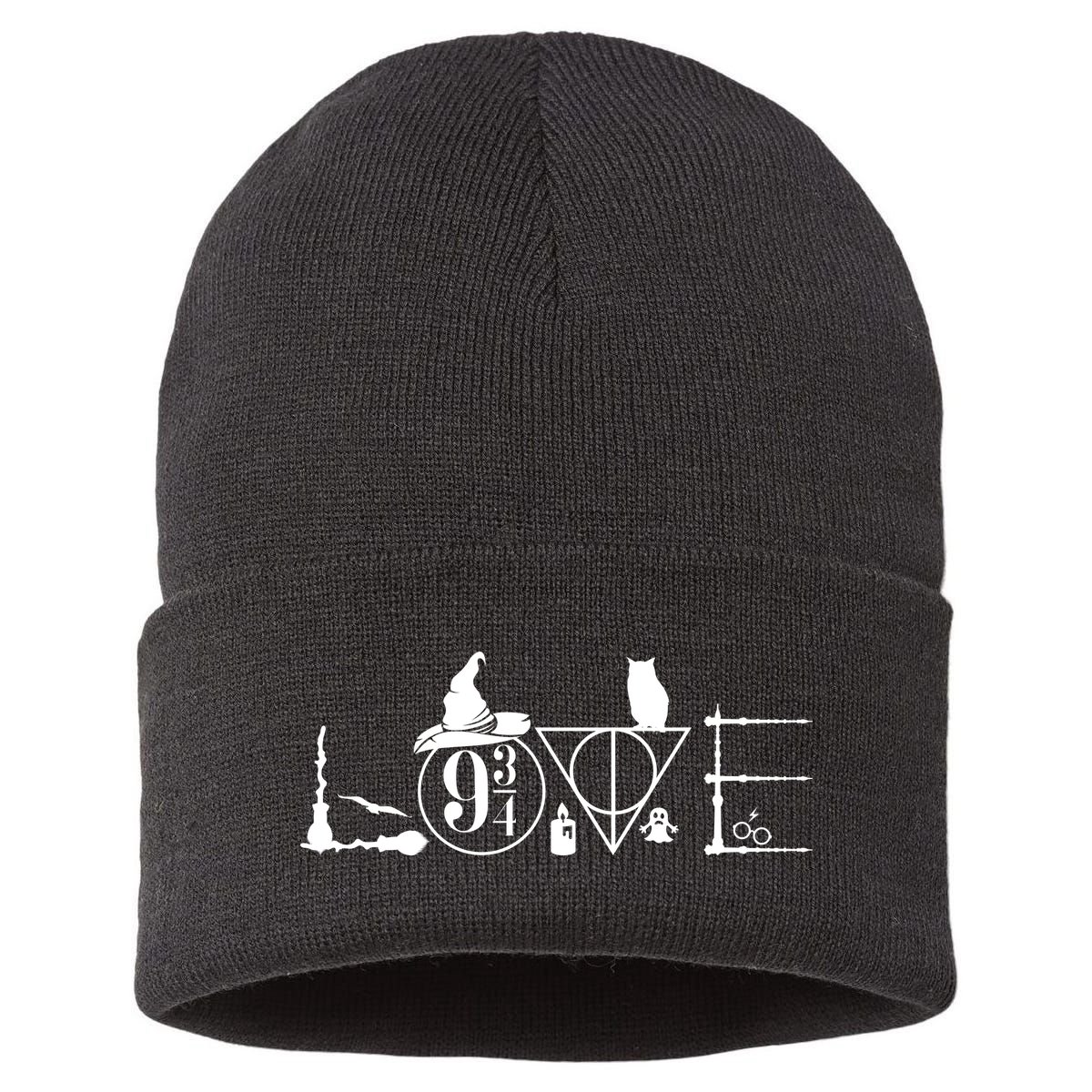 Love Halloween Witch Craft Wizard Logo Sustainable Knit Beanie