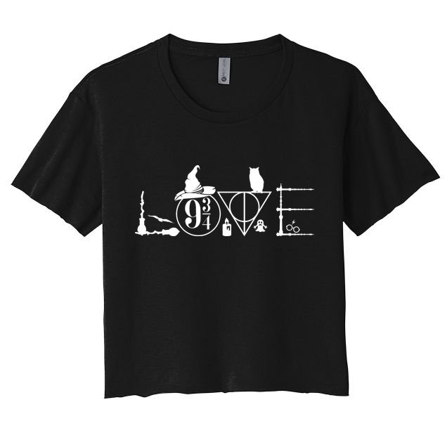 Love Halloween Witch Craft Wizard Logo Women's Crop Top Tee