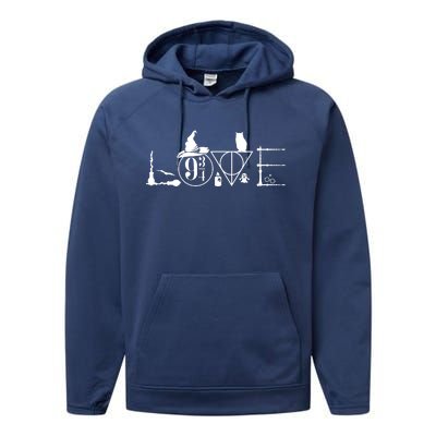 Love Halloween Witch Craft Wizard Logo Performance Fleece Hoodie