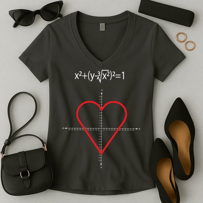 Love Heart Math Equation Women's V-Neck T-Shirt