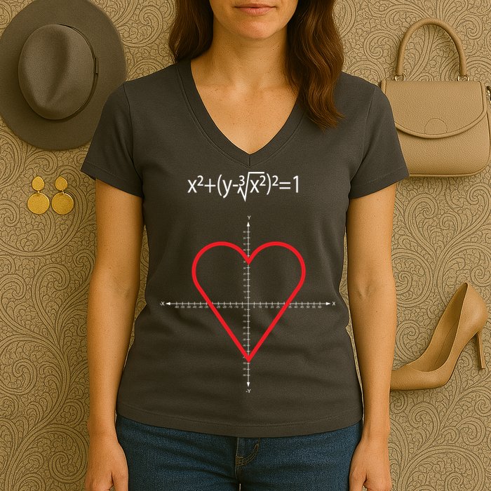 Love Heart Math Equation Women's V-Neck T-Shirt