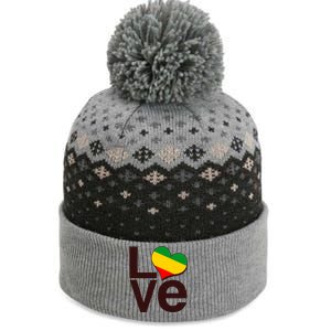 Love Heart Traditional African Colors The Baniff Cuffed Pom Beanie