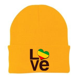 Love Heart Traditional African Colors Knit Cap Winter Beanie