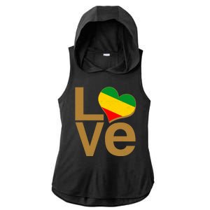 Love Heart Traditional African Colors Ladies PosiCharge Tri-Blend Wicking Draft Hoodie Tank