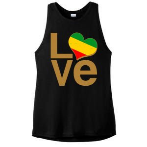 Love Heart Traditional African Colors Ladies PosiCharge Tri-Blend Wicking Tank