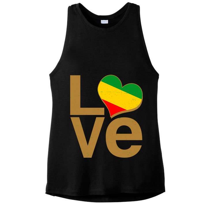 Love Heart Traditional African Colors Ladies PosiCharge Tri-Blend Wicking Tank