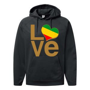 Love Heart Traditional African Colors Performance Fleece Hoodie