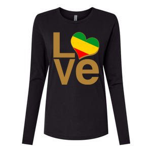 Love Heart Traditional African Colors Womens Cotton Relaxed Long Sleeve T-Shirt