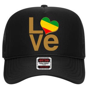 Love Heart Traditional African Colors High Crown Mesh Back Trucker Hat