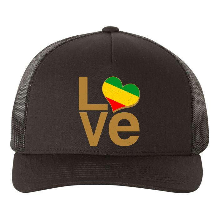 Love Heart Traditional African Colors Yupoong Adult 5-Panel Trucker Hat