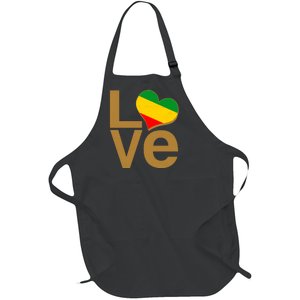 Love Heart Traditional African Colors Full-Length Apron With Pockets