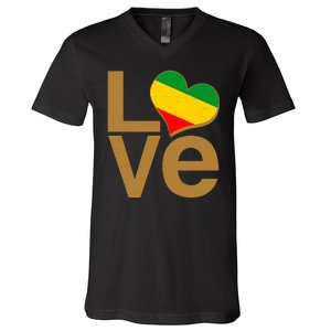 Love Heart Traditional African Colors V-Neck T-Shirt