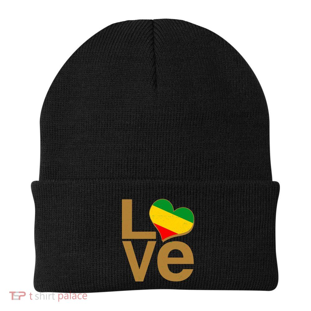 Love Heart Traditional African Colors Knit Cap Winter Beanie