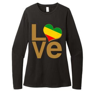 Love Heart Traditional African Colors Womens CVC Long Sleeve Shirt