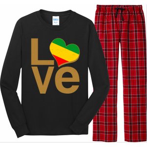 Love Heart Traditional African Colors Long Sleeve Pajama Set