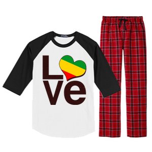 Love Heart Traditional African Colors Raglan Sleeve Pajama Set