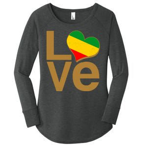 Love Heart Traditional African Colors Women's Perfect Tri Tunic Long Sleeve Shirt