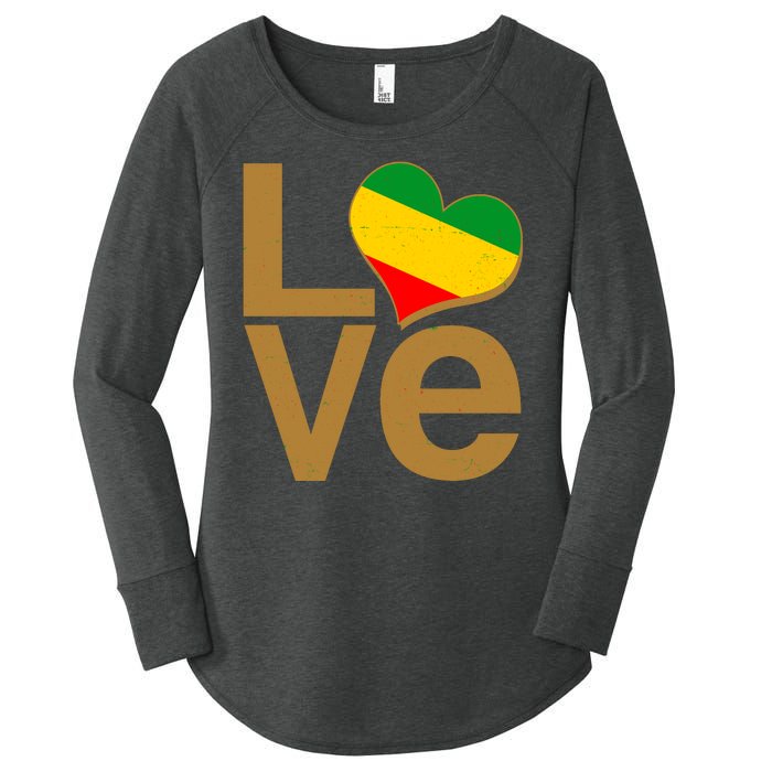 Love Heart Traditional African Colors Women's Perfect Tri Tunic Long Sleeve Shirt