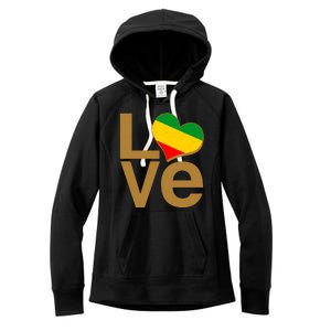 Love Heart Traditional African Colors Women's Fleece Hoodie