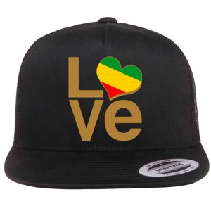 Love Heart Traditional African Colors Flat Bill Trucker Hat