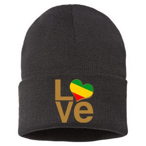 Love Heart Traditional African Colors Sustainable Knit Beanie