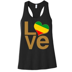 Love Heart Traditional African Colors Women's Racerback Tank