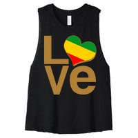 Love Heart Traditional African Colors Women's Racerback Cropped Tank