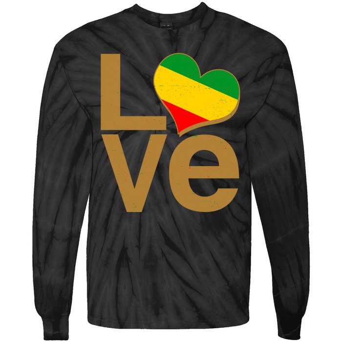 Love Heart Traditional African Colors Tie-Dye Long Sleeve Shirt