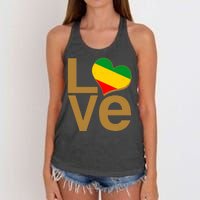 Love Heart Traditional African Colors Women's Knotted Racerback Tank