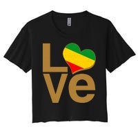 Love Heart Traditional African Colors Women's Crop Top Tee