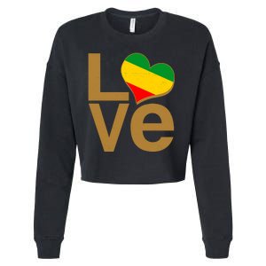 Love Heart Traditional African Colors Cropped Pullover Crew