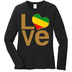 Love Heart Traditional African Colors Ladies Long Sleeve Shirt