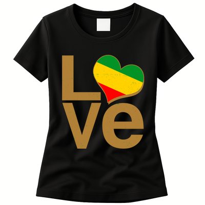 Love Heart Traditional African Colors Womens T-Shirt