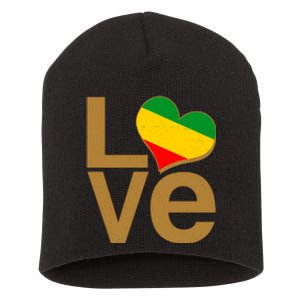 Love Heart Traditional African Colors Short Acrylic Beanie