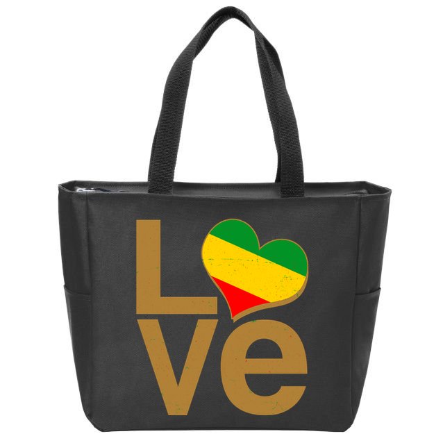 Love Heart Traditional African Colors Zip Tote Bag