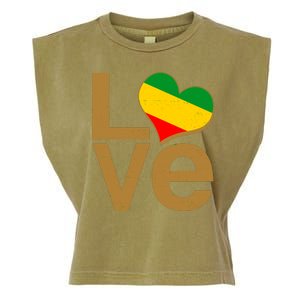 Love Heart Traditional African Colors Garment-Dyed Women's Muscle Tee