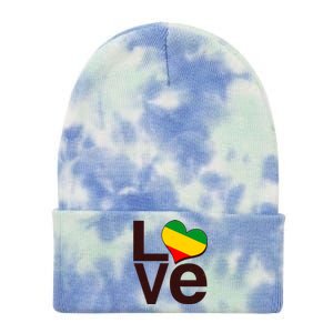 Love Heart Traditional African Colors Tie Dye 12in Knit Beanie