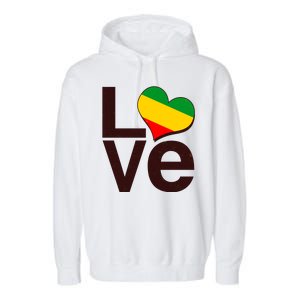 Love Heart Traditional African Colors Garment-Dyed Fleece Hoodie