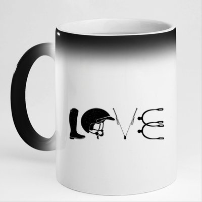 Love Horseback Riding Horse Fan 11oz Black Color Changing Mug