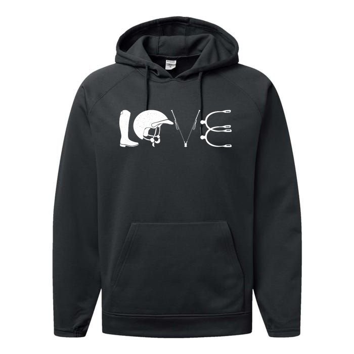 Love Horseback Riding Horse Fan Performance Fleece Hoodie