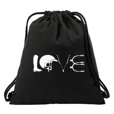 Love Horseback Riding Horse Fan Drawstring Bag