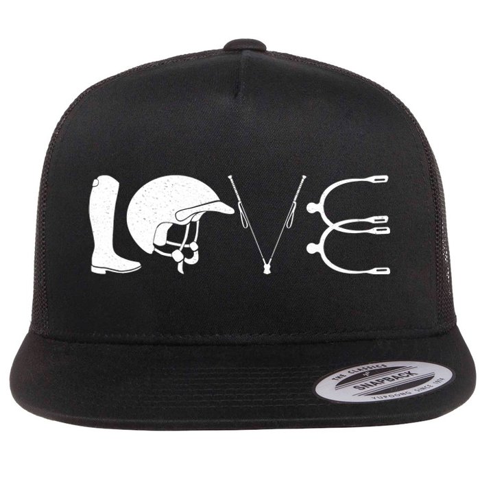 Love Horseback Riding Horse Fan Flat Bill Trucker Hat