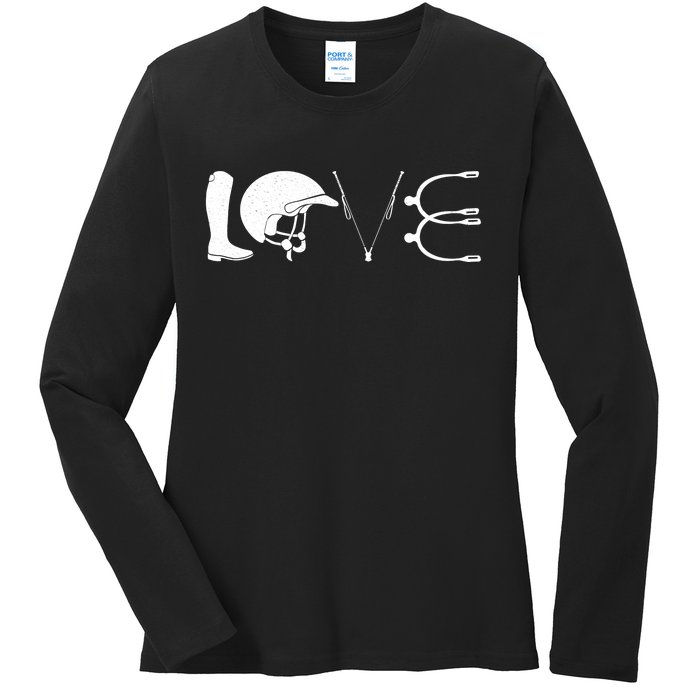 Love Horseback Riding Horse Fan Ladies Long Sleeve Shirt