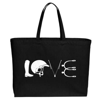 Love Horseback Riding Horse Fan Cotton Canvas Jumbo Tote