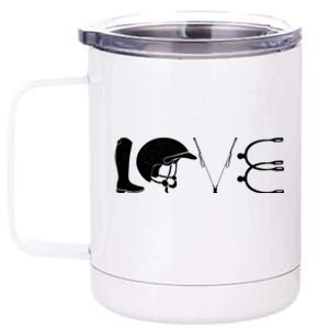 Love Horseback Riding Horse Fan 12 oz Stainless Steel Tumbler Cup