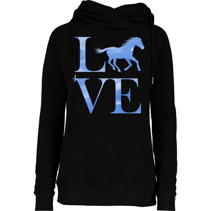 Love Horses Womens Funnel Neck Pullover Hood